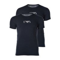 EMPORIO ARMANI Herren T-Shirt - Rundhals, Halbarm, Stretch Cotton, 2er Pack Marine S