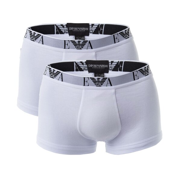 EMPORIO ARMANI Mens Shorts Pack of 2 - Trunks, Pants, Underwear, Stretch Cotton White S (Small)