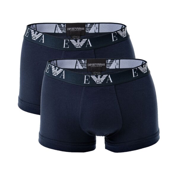 EMPORIO ARMANI Mens Shorts Pack of 2 - Trunks, Pants, Underwear, Stretch Cotton Navy S (Small)