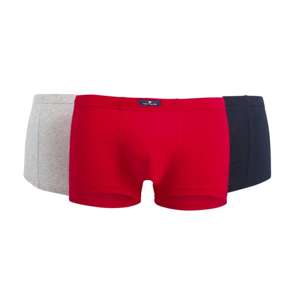 TOM TAILOR Herren Shorts, 3er Pack - X-LASTIC, Boxer Briefs, Pants, Stretch Cotton Marine/Rot/Grau S