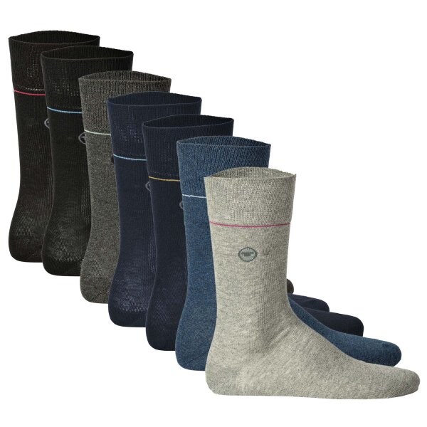 TOM TAILOR Herren Socken, 7er Pack - 7-Days Box, Geschenkbox, Streifen, kleiner Print Schwarz/Grau/Blau 39-42