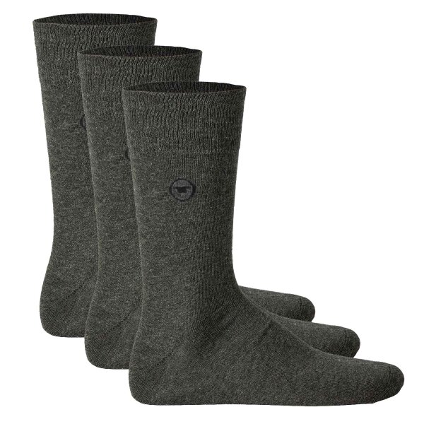 TOM TAILOR Herren Socken, 3er Pack - Basic, Baumwollmischung, einfarbig Grau 39-42