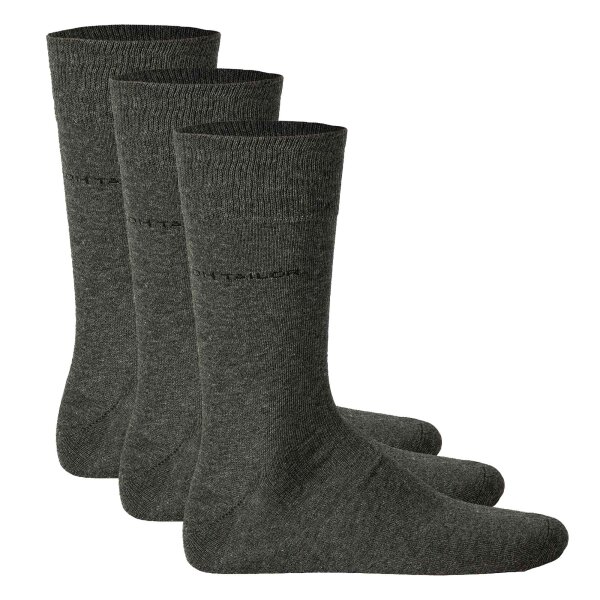 TOM TAILOR mens socks, 3 pack - basic, cotton blend, solid color Grey 39-42 (UK 5,5-8)