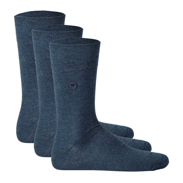 TOM TAILOR mens socks, 3 pack - basic, cotton blend, solid color Blue 43-46 (UK 8,5-11)