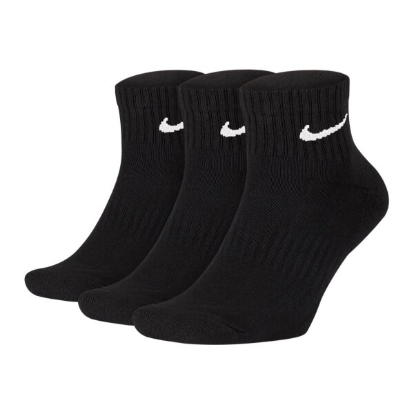 NIKE Unisex 3-Pack Sports Socks - Everyday, Cotton Cushioned Ankle, unicoloured