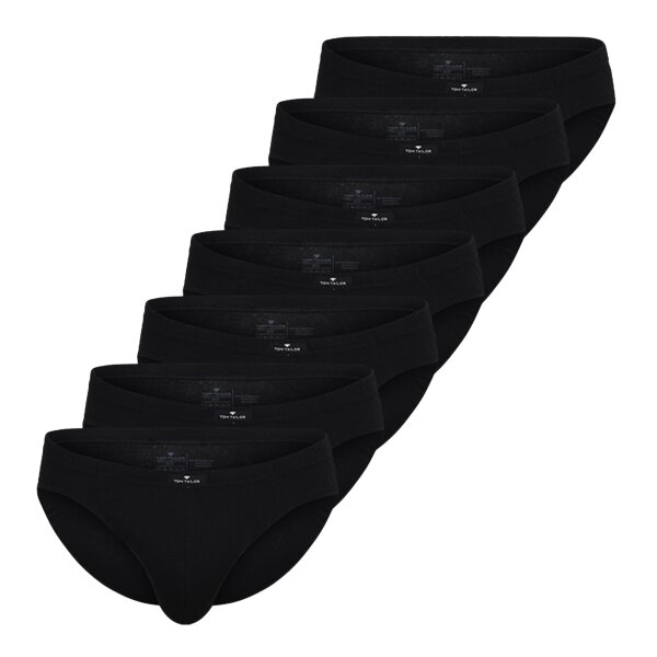 TOM TAILOR Herren Slips, 7er Pack - Mini-Slip, Briefs, Pure Cotton, Jersey, uni Schwarz M