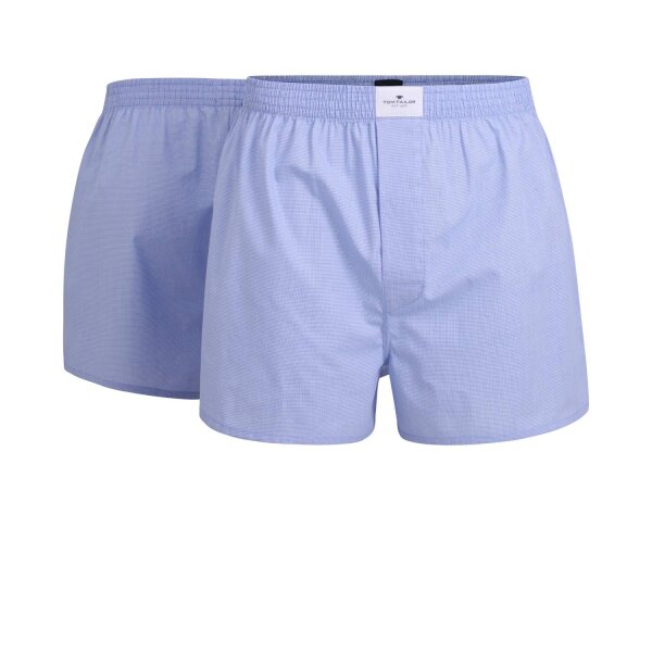 TOM TAILOR mens boxer shorts, 2-pack - woven shorts, cotton, poplin, check Light blue L (Large)