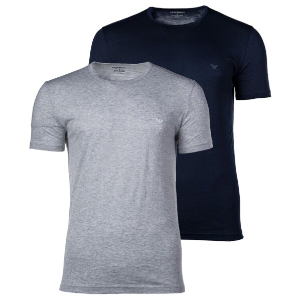 EMPORIO ARMANI Mens T-Shirt Pack of 2 - Crew Neck, Round Neck, Cotton Blue/Grey S (Small)