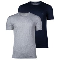 EMPORIO ARMANI Herren T-Shirt 2er Pack - Crew Neck, Rundhals, Baumwolle Blau/Grau XL