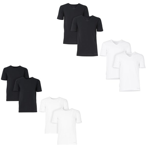 BALDESSARINI Herren Shirts im 2er Pack - T-Shirt, Rundhals/V-Neck, Halbarm, Stretch Cotton