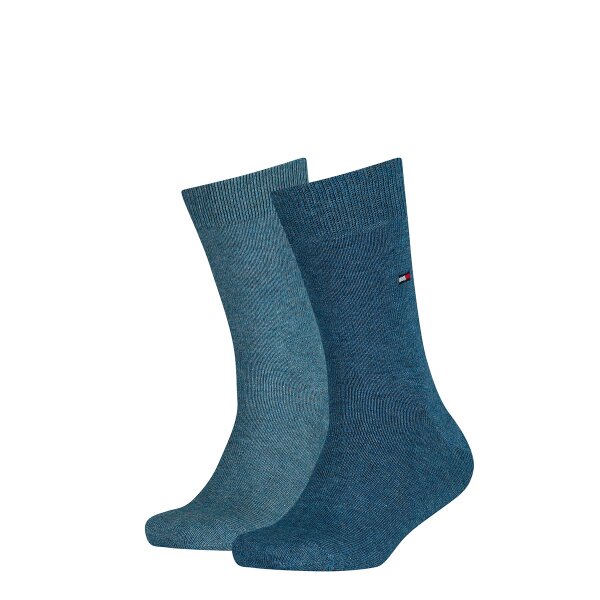 TOMMY HILFIGER Kinder Socken, Vorteilspack - Basic, TH, 23-42, einfarbig Blau 23-26 2er Pack (1x2P)