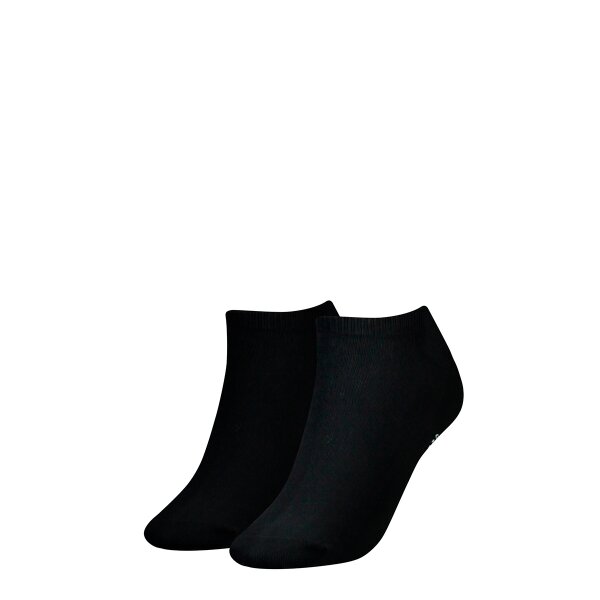 TOMMY HILFIGER Ladies Sneaker Socks, 2 - TH, cotton, plain, 35-42 Black 35-38