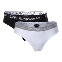 EMPORIO ARMANI Women Briefs 2-Pack - Briefs, Stretch Cotton, plain White/Black M (Medium)