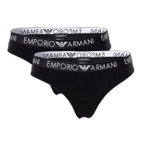 EMPORIO ARMANI Damen Brazilian Briefs 2er Pack - Slips, Stretch Cotton, einfarbig Schwarz M