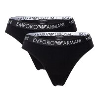 EMPORIO ARMANI Damen Thongs 2er Pack - Slips, Stretch Cotton, einfarbig Schwarz XS