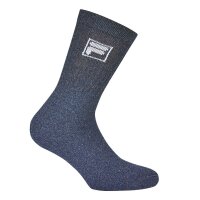 FILA 3 pair socks unisex - terry tennis socks, crew socks, logo waistband, 35-46 Navy 3-5 UK