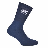 FILA 3 pair socks unisex - terry tennis socks, crew socks, logo waistband, 35-46 Navy 3-5 UK