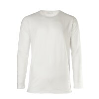 NOVILA Mens Shirt, long sleeve - Loungewear, round neck, 1/1 sleeves, cotton, plain White S (Small)