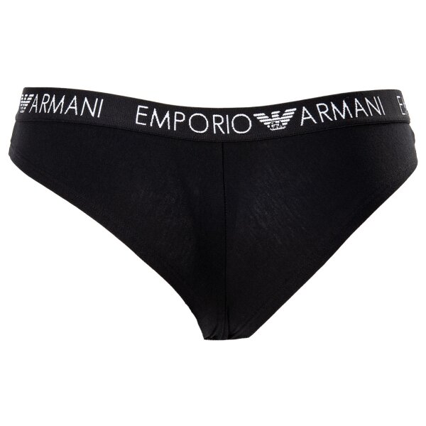 EMPORIO ARMANI Women Brazilian Briefs Pack - Slips, Stretch Cotton, plain Black L (Large)