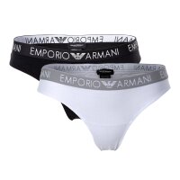 EMPORIO ARMANI Women Brazilian Briefs Pack - Slips, Stretch Cotton, plain White/Black XL (X-Large)
