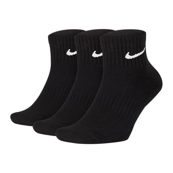 NIKE Unisex Pack Sports Socks - Everyday, Cotton Cushioned Ankle, unicoloured Black 34-38