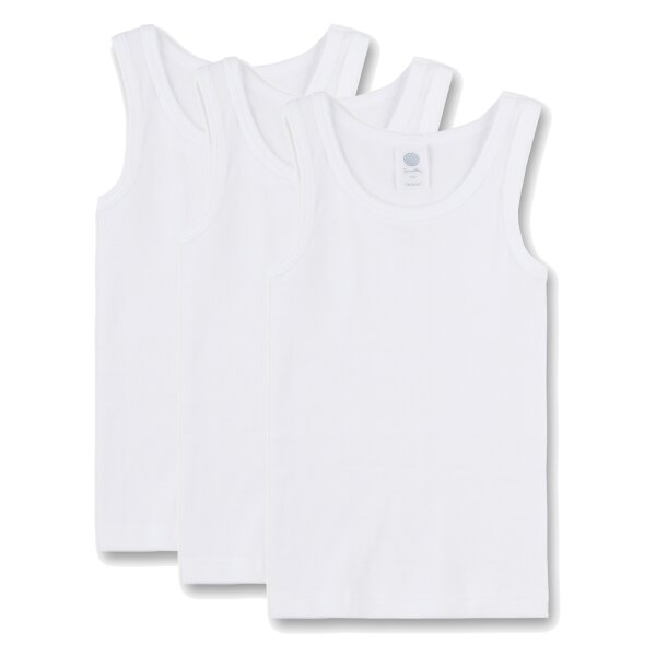 Sanetta Jungen Unterhemd 3er Pack - Shirt ohne Arme, Tank Top, Basic, Organic Cotton Weiß 104