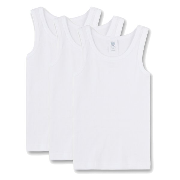 Sanetta Boys Undershirt Pack of 3 - Shirt without Sleeves, Tank Top, Basic, Organic Cotton White 116