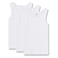 Sanetta Boys Undershirt Pack of 3 - Shirt without Sleeves, Tank Top, Basic, Organic Cotton White 116