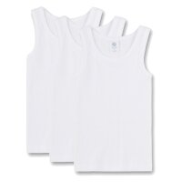 Sanetta Jungen Unterhemd 3er Pack - Shirt ohne Arme, Tank Top, Basic, Organic Cotton Weiß 116