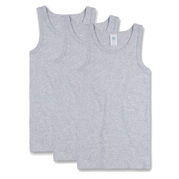 Sanetta Boys Undershirt Pack of 3 - Shirt without Sleeves, Tank Top, Basic, Organic Cotton Grey 104