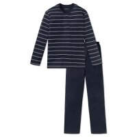 SCHIESSER mens pyjama set - long, V-neck, selected!, striped Navy S (Small)