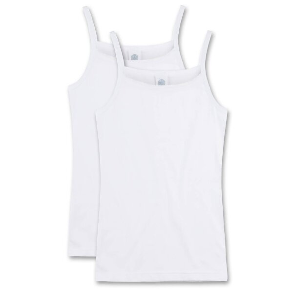 Sanetta Girls Undershirt, Pack of 2 - Shirt without Arms, Top White 152
