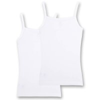 Sanetta Girls Undershirt, Pack of 2 - Shirt without Arms, Top White 152
