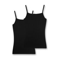 Sanetta Girls Undershirt, Pack of 2 - Shirt without Arms, Top Black 152