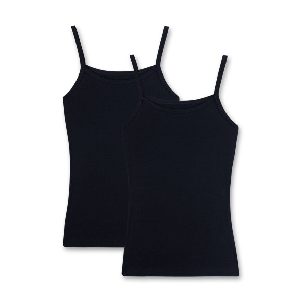 Sanetta Girls Undershirt, Pack of 2 - Shirt without Arms, Top Black 176
