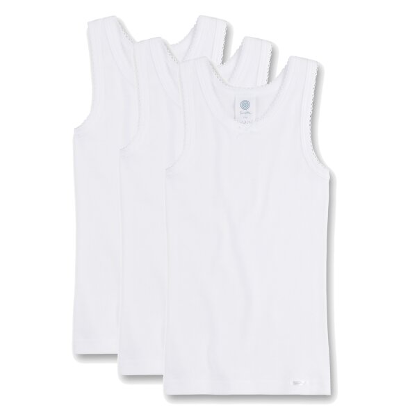 Sanetta Mädchen Unterhemd 3er Pack - Shirt o. Arme, Top, Organic Cotton, einfarbig Weiß 116