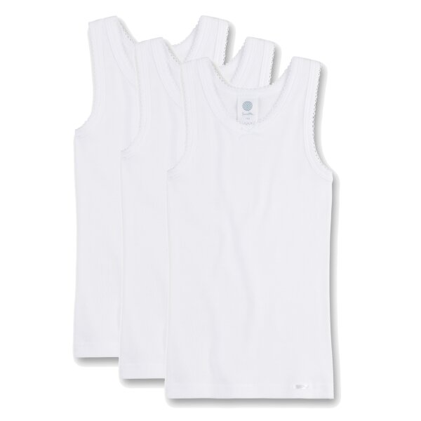 Sanetta Mädchen Unterhemd 3er Pack - Shirt o. Arme, Top, Organic Cotton, einfarbig Weiß 176