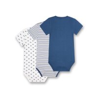 Sanetta Baby Body 3 Pack - short Sleeve Rompers with Pattern  White/Blue 74