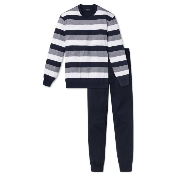 SCHIESSER mens pyjamas 2-piece set - long, V-neck, cotton, stripes