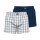 CECEBA Herren Web-Boxershorts, 2er Pack - Unterwäsche, Unterhose, Baumwolle, Logo, Karo, einfarbig