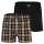 BOSS mens woven boxer shorts, 2-pack - CW PEACH, brushed cotton, plain/patterned